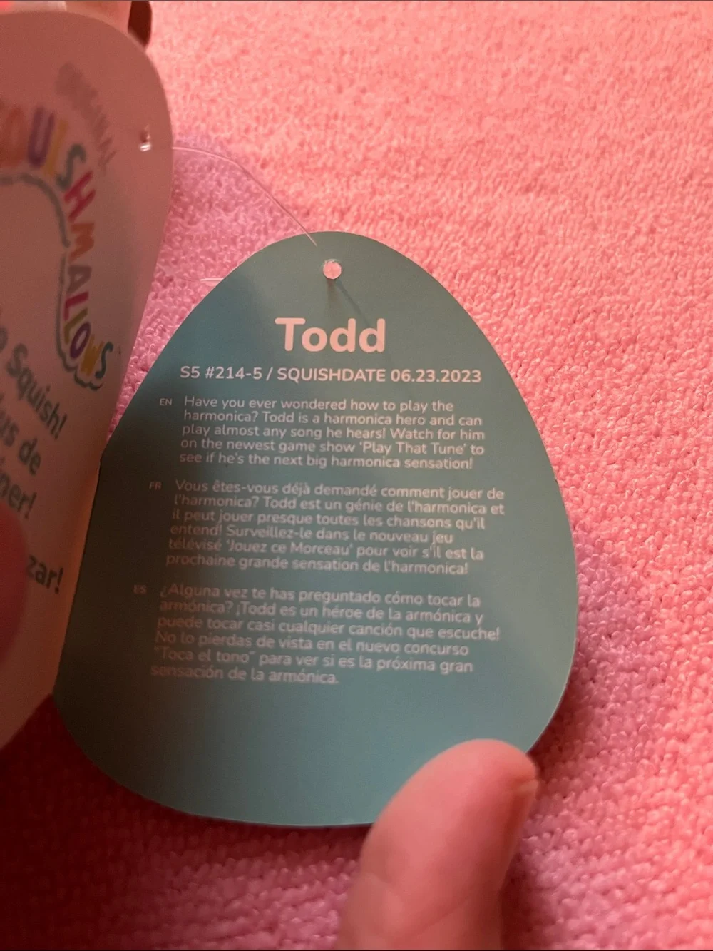 Squishmallows Todd Chicken Plush - White with Pink Red Floral Belly